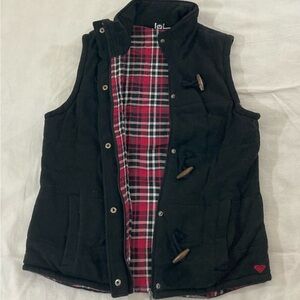Roxy Brand Women’s Black Vest with Pink Plaid Lining
